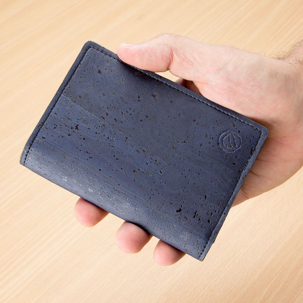 Corkor Wallets portafoglio passaporto sughero blu RFID