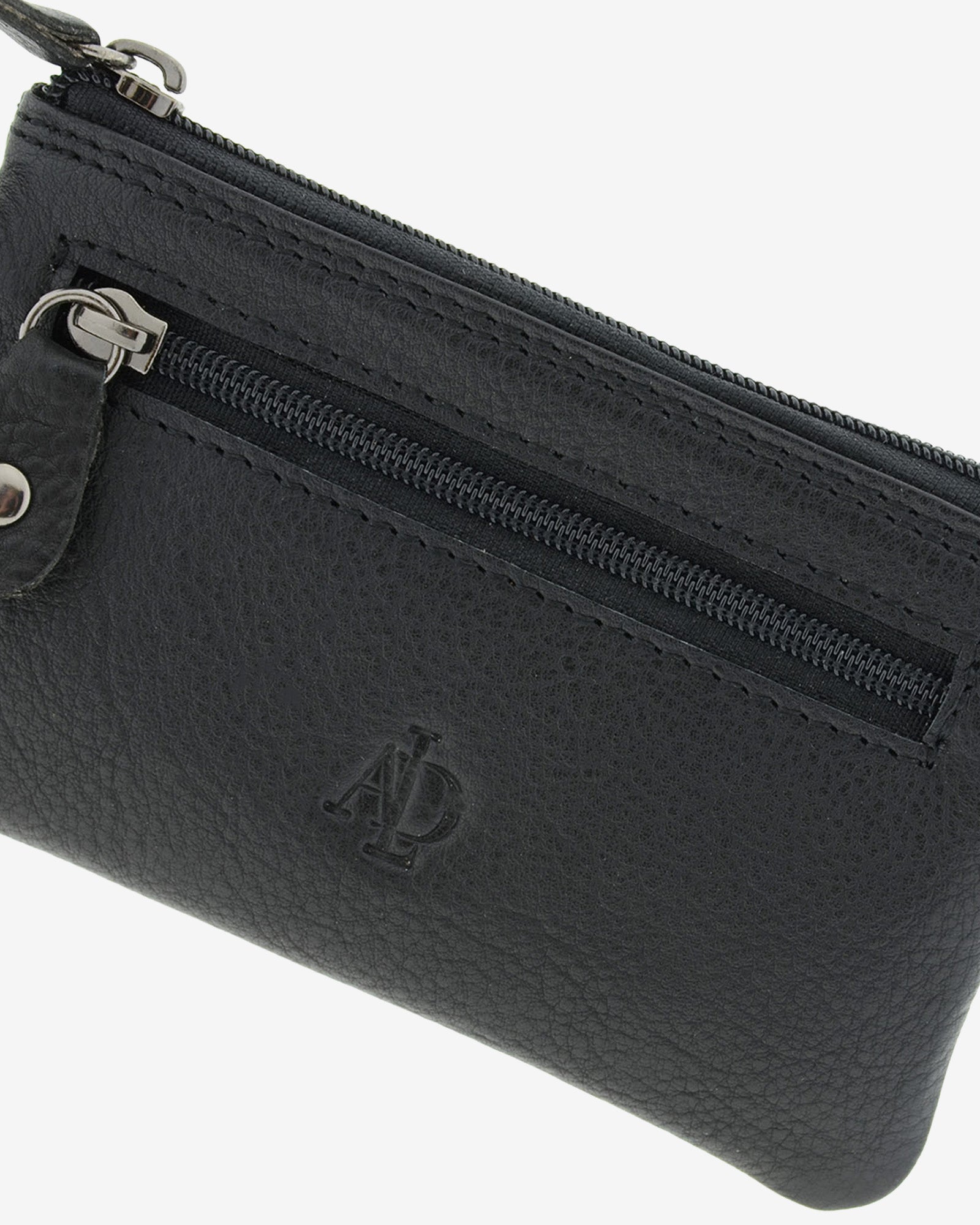 Adapell 8011 portamonete pelle nero doppia zip sottile