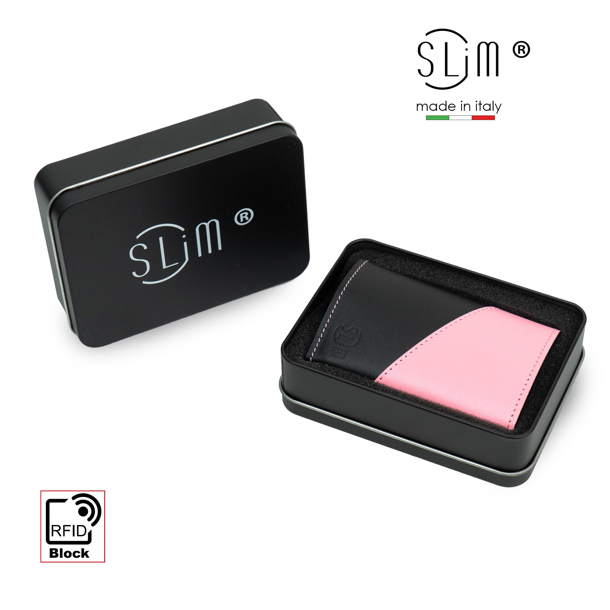 SLim Touch Portafoglio Compatto Bicolor Rosanero RFID