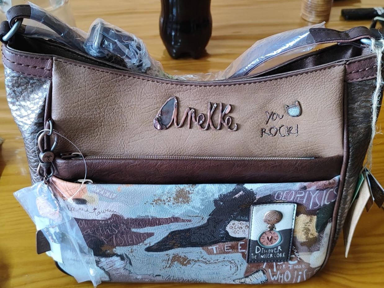Anekke Outer borsa a tracolla grande marrone 32 cm