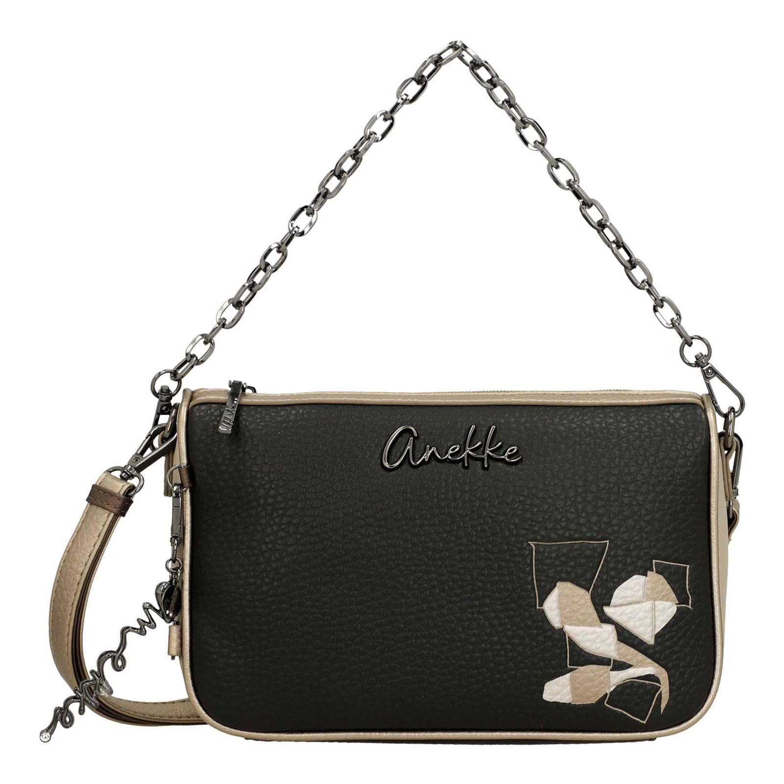 Anekke Essentials Borsa a Tracolla Nera con Stampa
