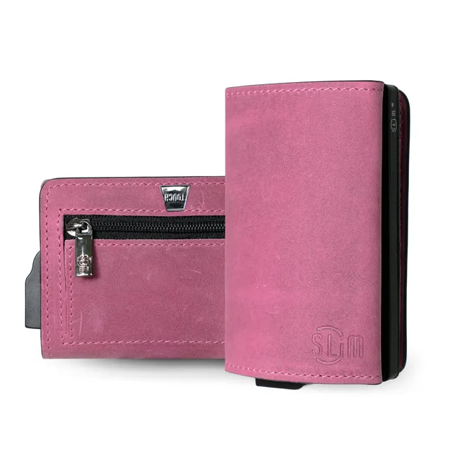 SLim Touch Mini Portafoglio Pelle Crazy Malva RFID