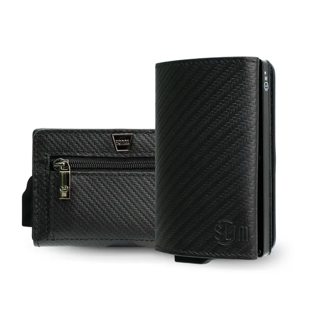 SLim Touch Carbon Nero portafoglio compatto RFID