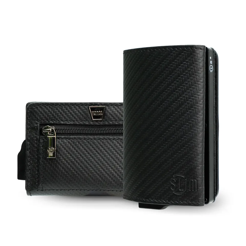 SLim Touch Carbon Nero portafoglio compatto RFID