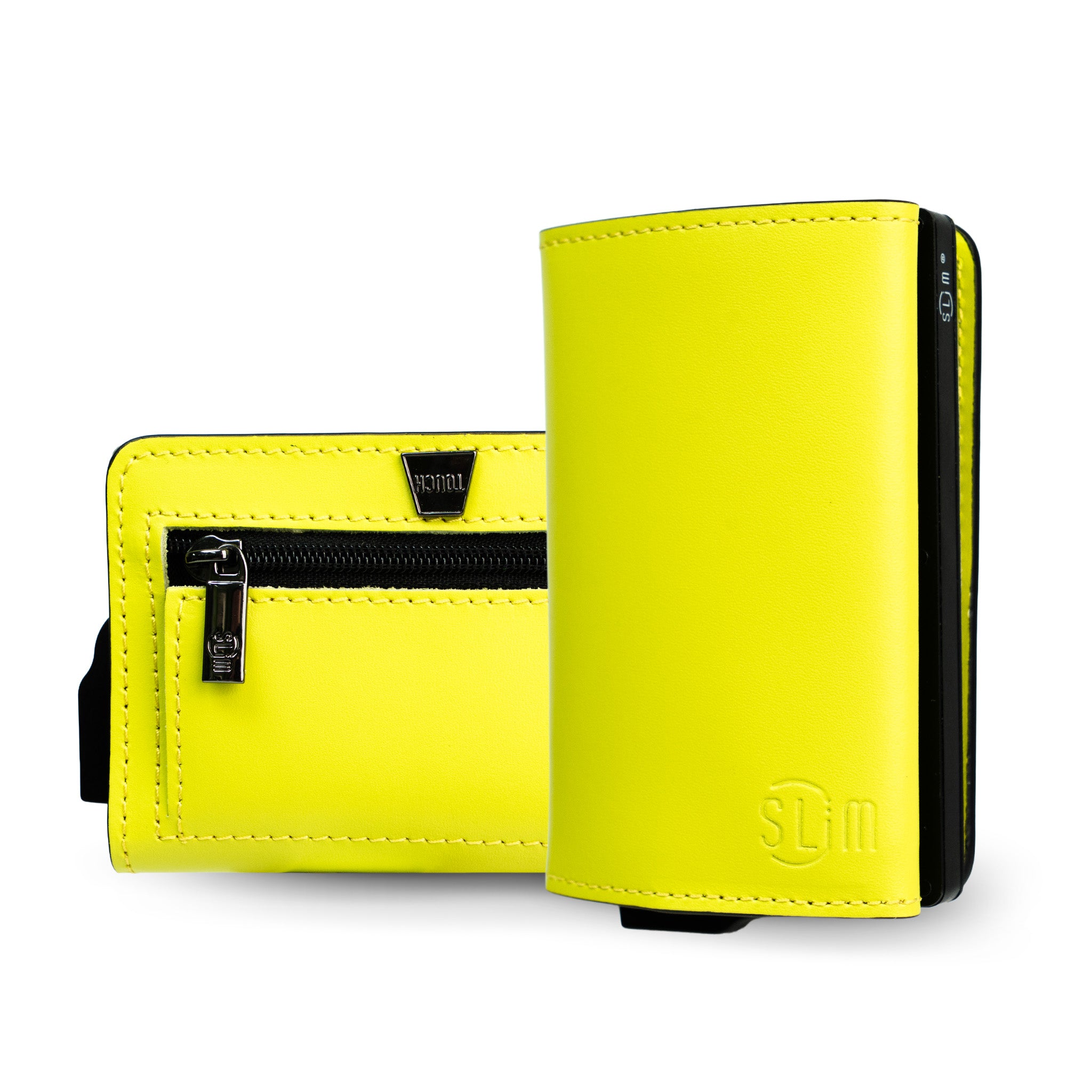 SLim Touch mini portafoglio pelle giallo lime