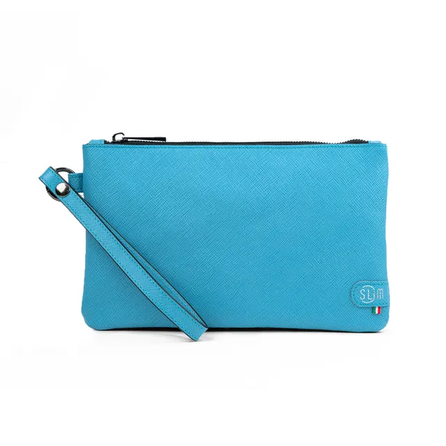 SLim Pochette Polsiera Saffiano Azzurro 23x14
