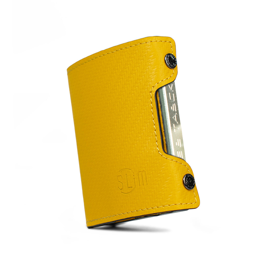 SLim Be Tasck Carbon portafoglio giallo effetto carbonio