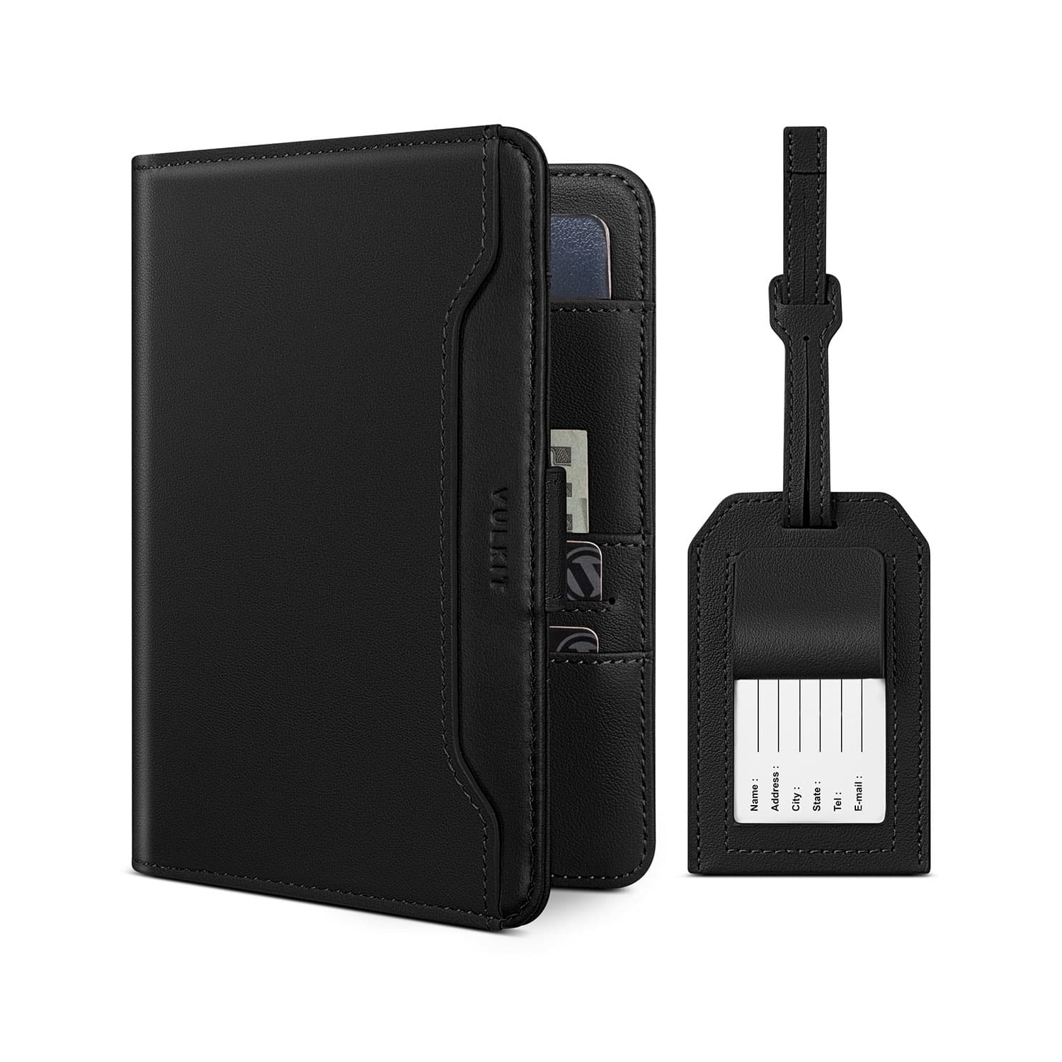 VULKIT Passport VPW114 Portafoglio Passaporto Nero con Tag RFID