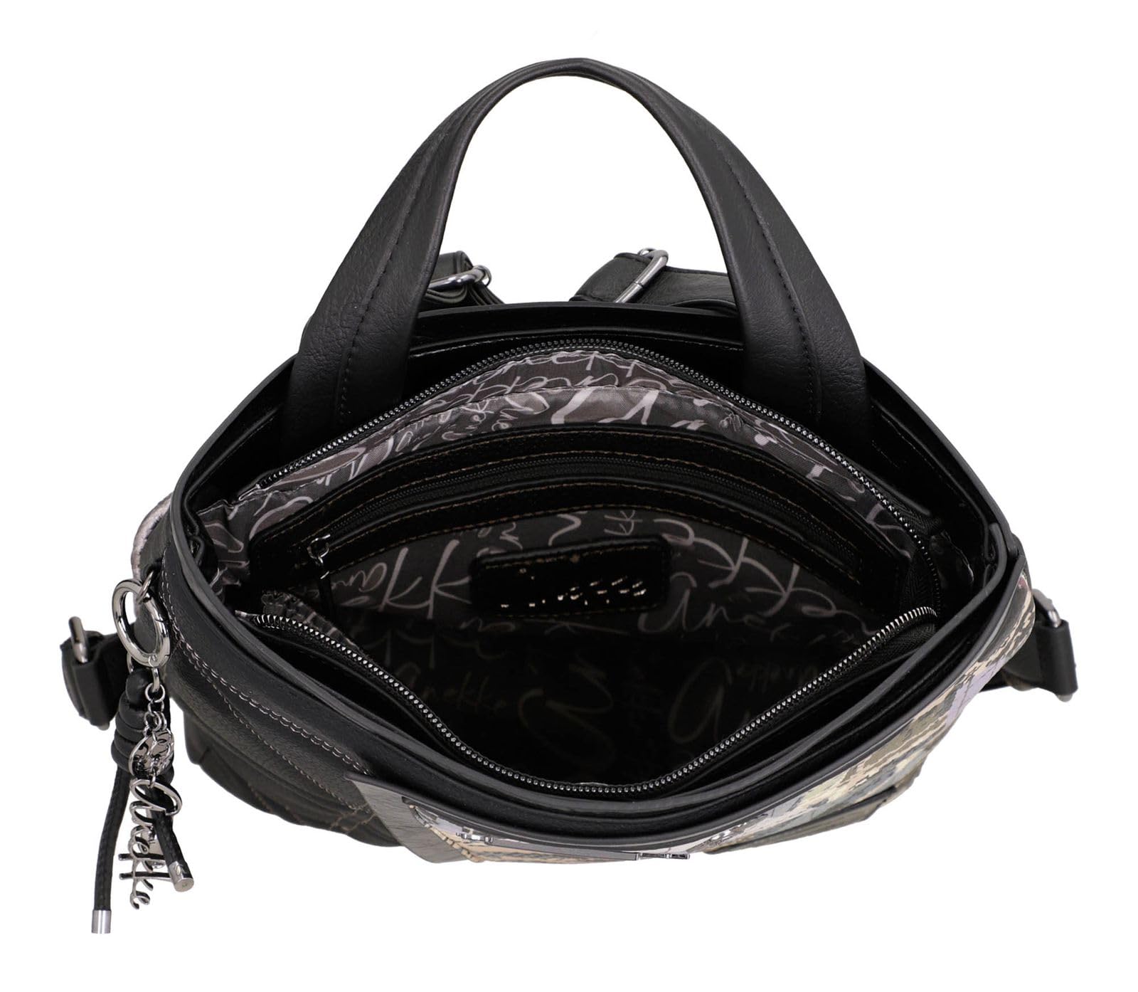 Anekke Iron Zaino Quadrato Nero con Tasche