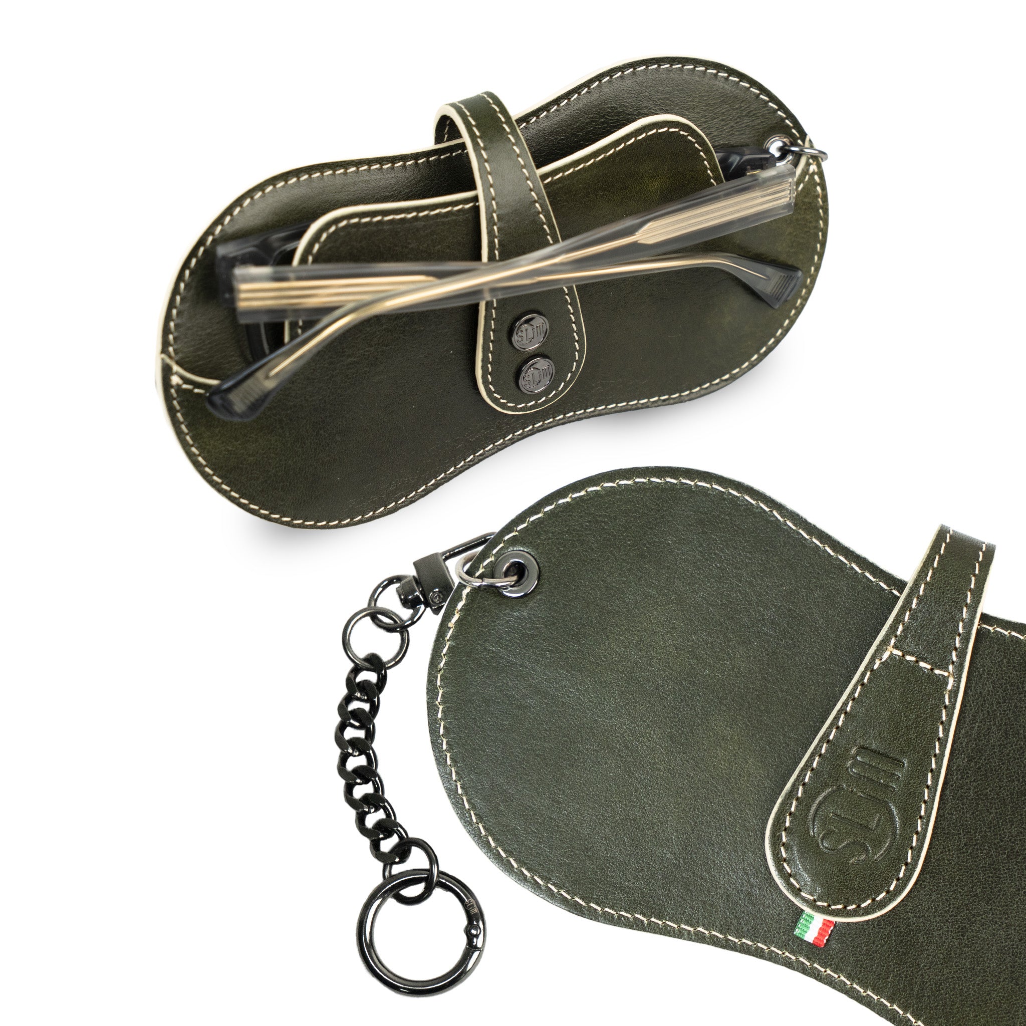 SLim Vision Portaocchiali Pelle Verde Concia Vegetale