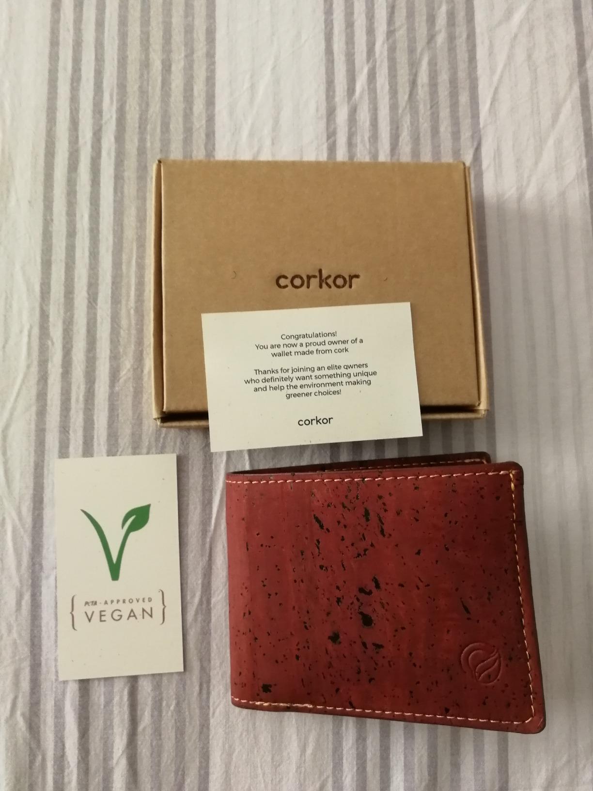 Corkor portafoglio uomo sughero RFID marrone con monete