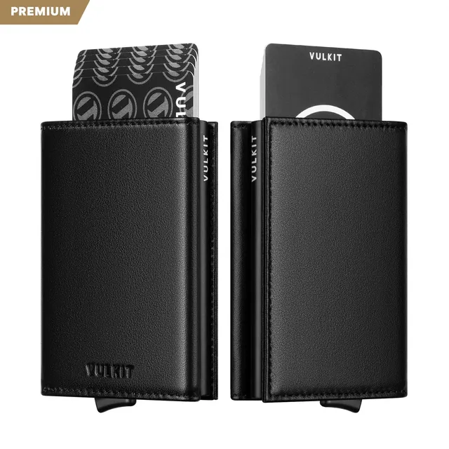 VULKIT Card Holders VC208P portafoglio pelle nero RFID