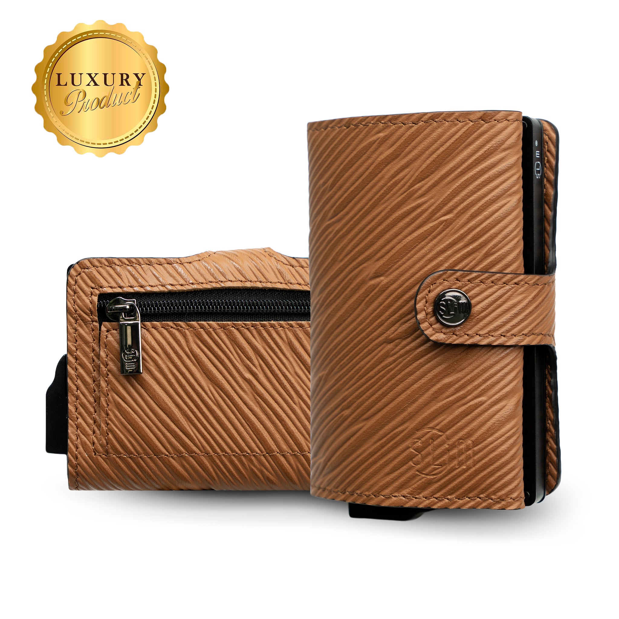 SLim Vera Pelle Portacarte Stampa Epi Cuoio 12 Carte RFID