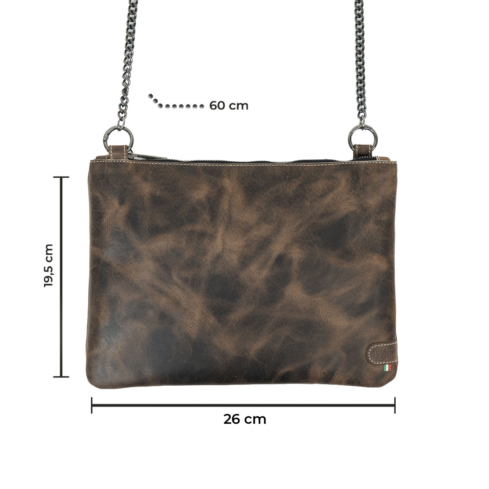 SLim Pochette Polsiera Pelle Crazy Dark Brown 23x14 cm