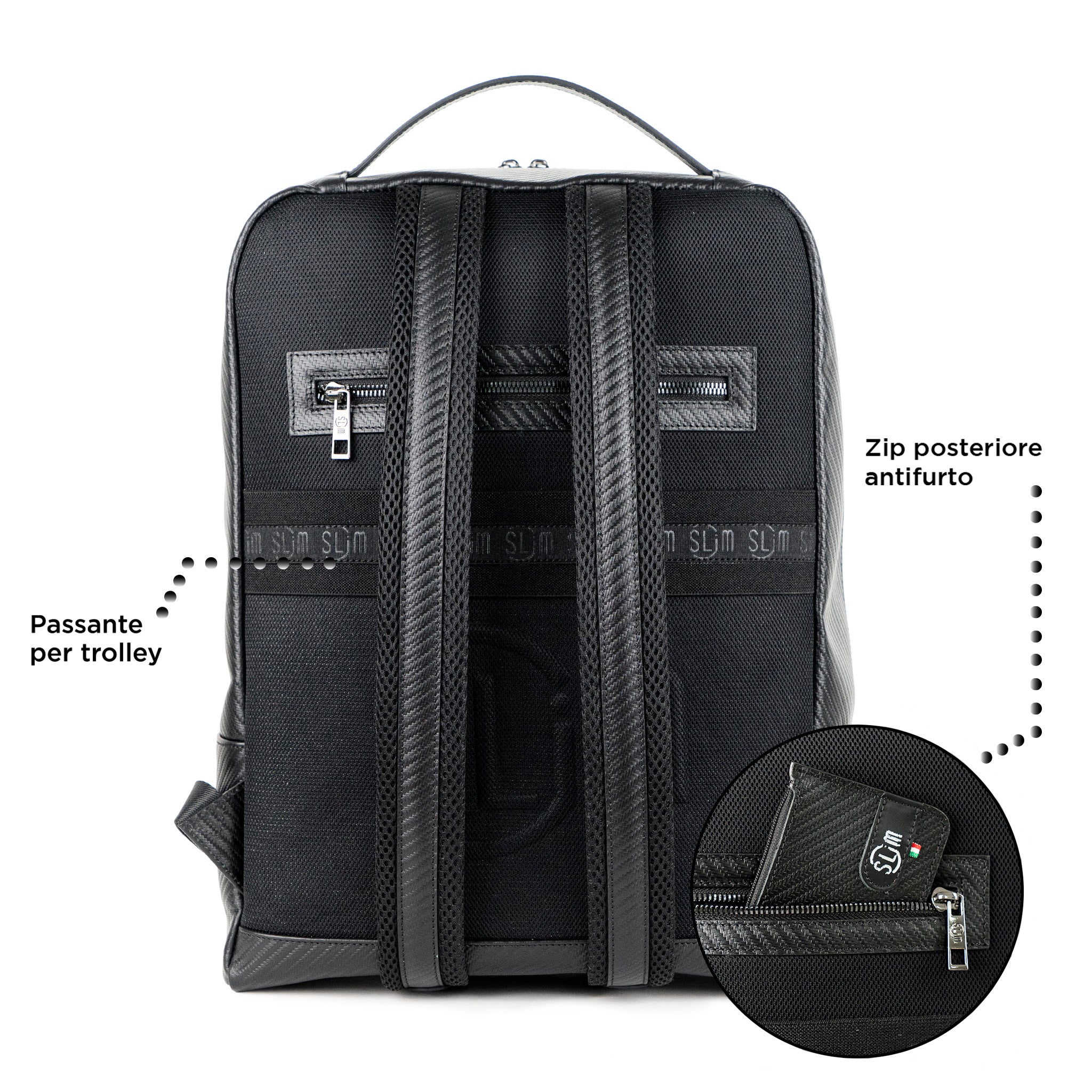 SLim Zaino SLim Zaino Pelle Carbon Nero 19L