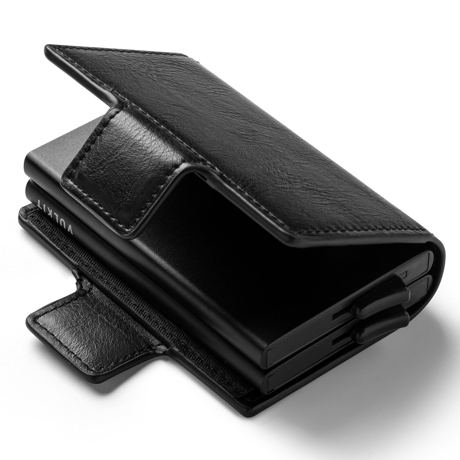VULKIT VC200d Portafoglio Pelle Nero Alluminio RFID 14 Carte