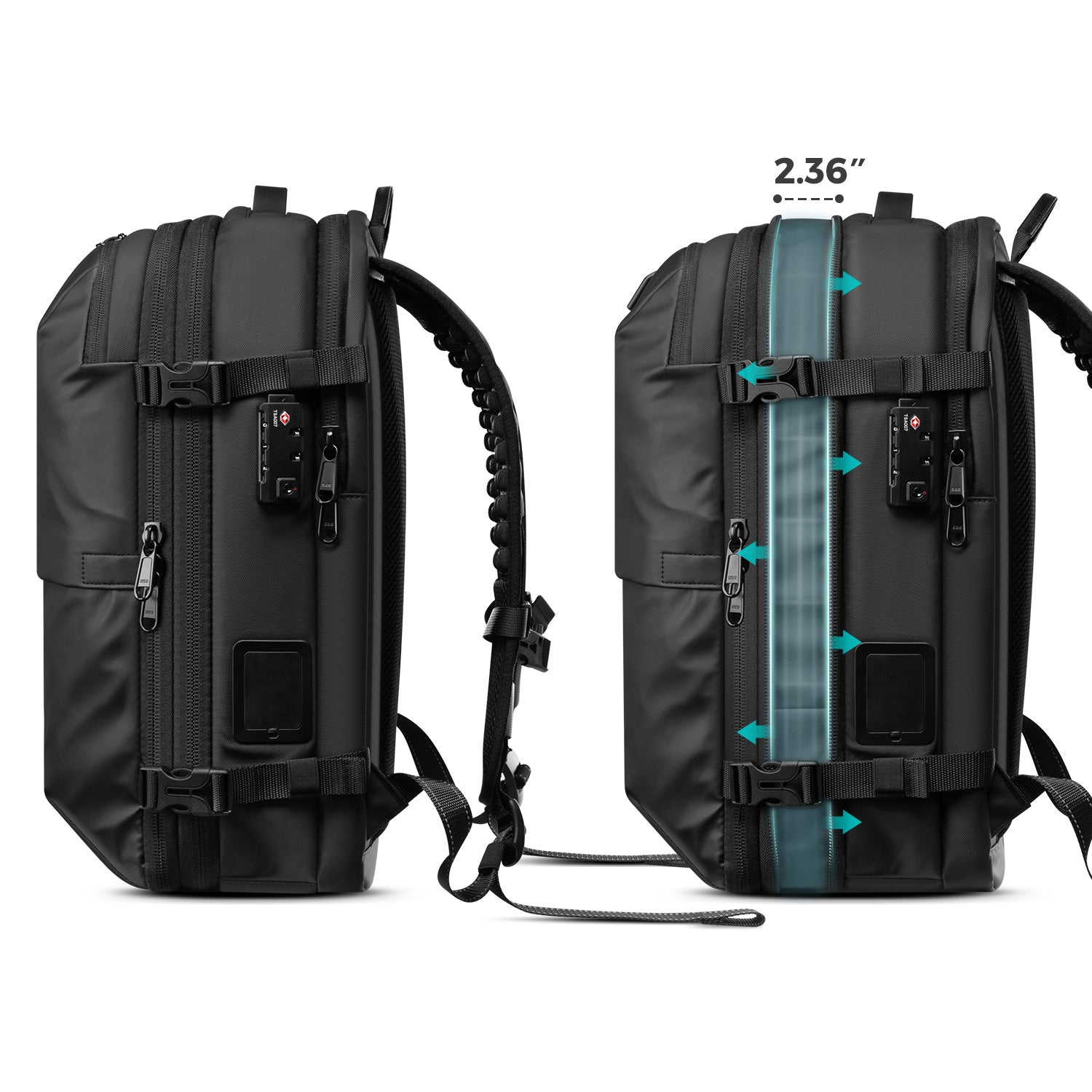 VULKIT Backpacks VBP101 zaino viaggio nero espandibile