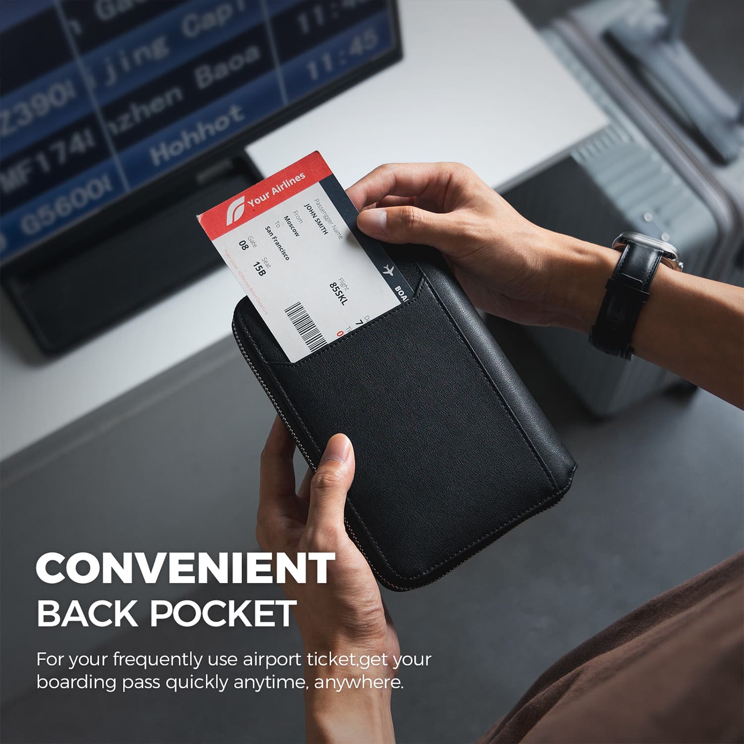 VULKIT Passport Card Holder VPW107 portapassaporto nero cerniera