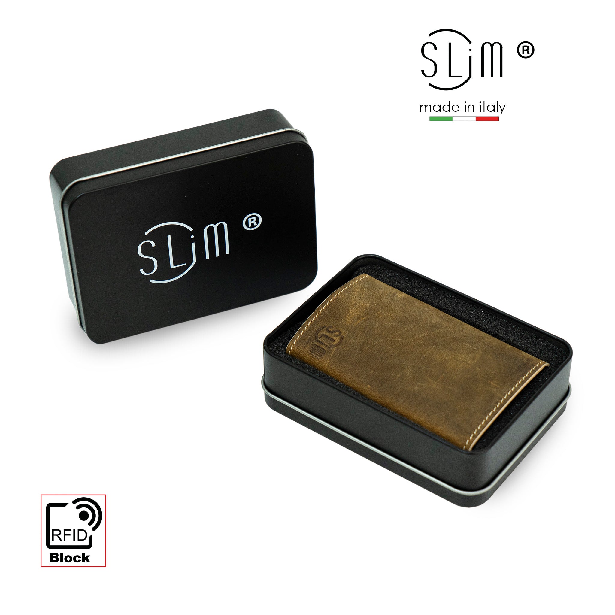 SLim Touch Portafoglio Compatto Crazy Cuoio RFID