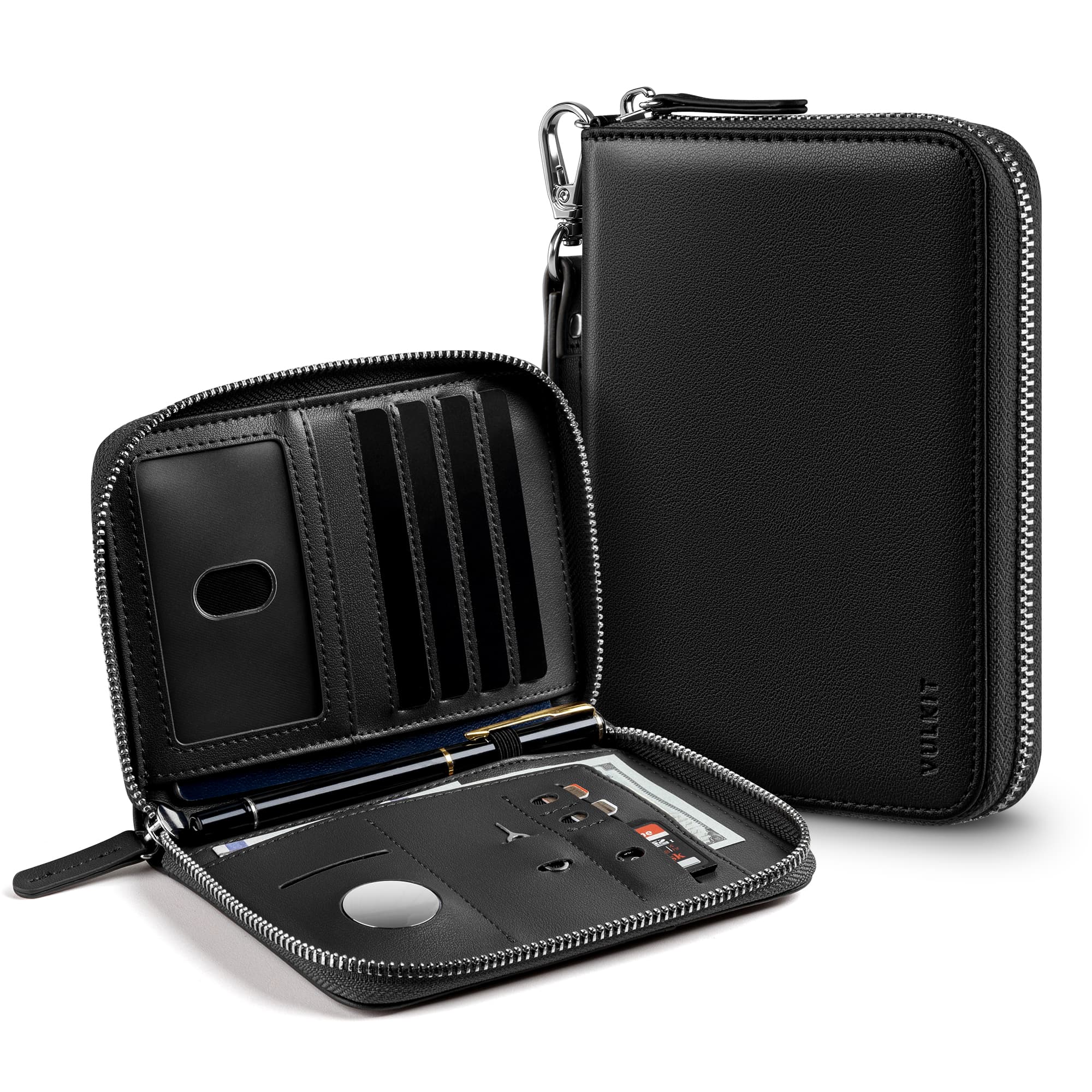 VULKIT Passport VPW111 porta passaporto pelle nero RFID zip