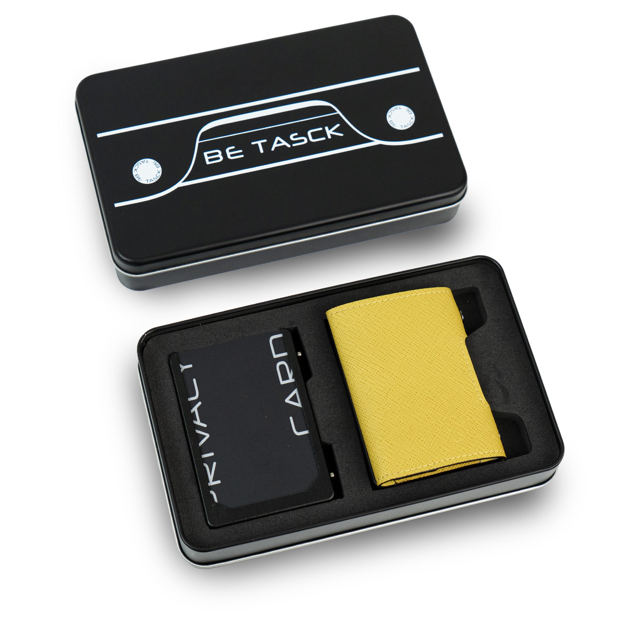SLim Be Tasck Saffiano Giallo portafoglio pelle frame nero