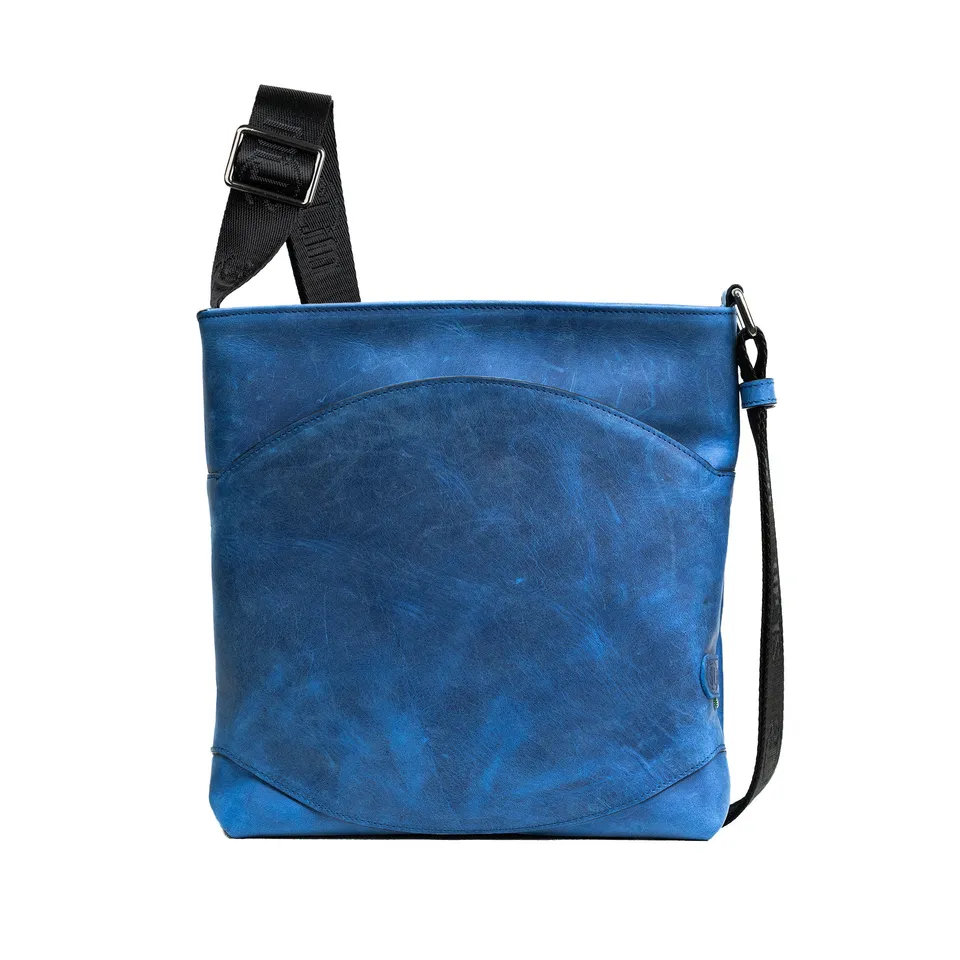 Bag SLim Vera Pelle Crazy Mini Borsa Blu Tracolla