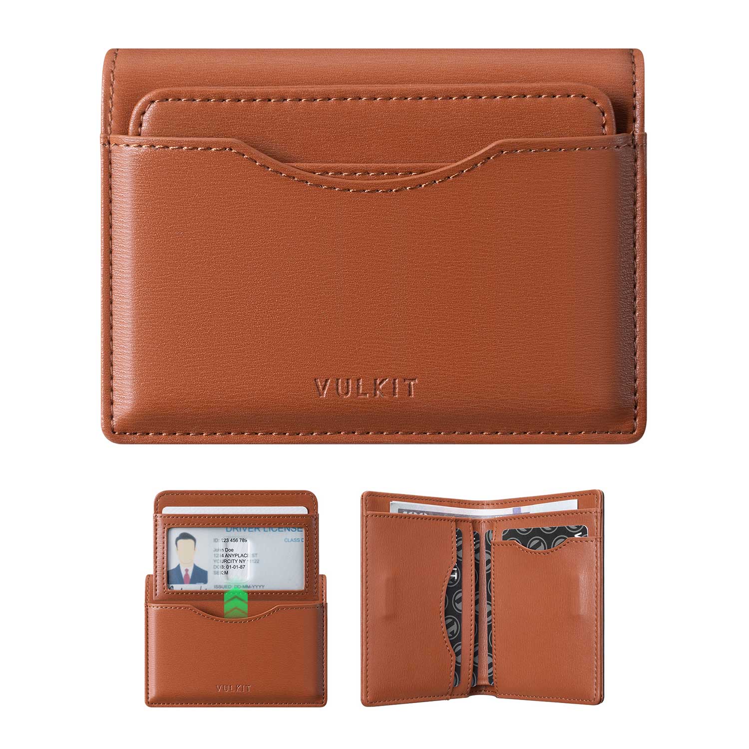VULKIT VW134 portacarte pelle RFID nero finestra ID