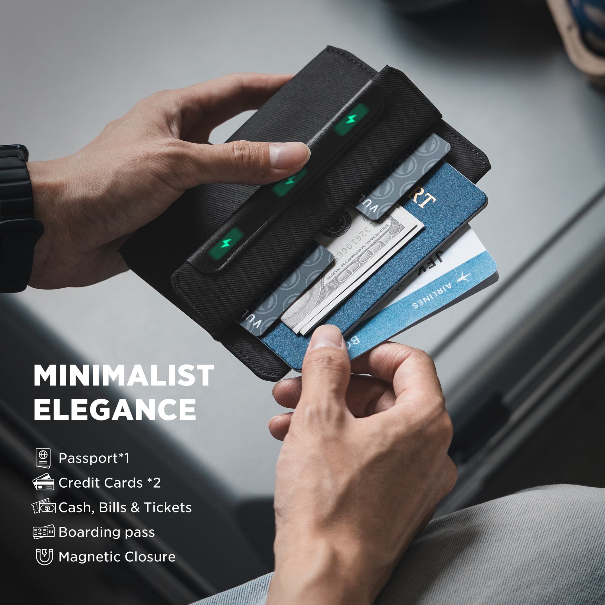 VULKIT Passport Card Holder VPW121 portapassaporto RFID nero