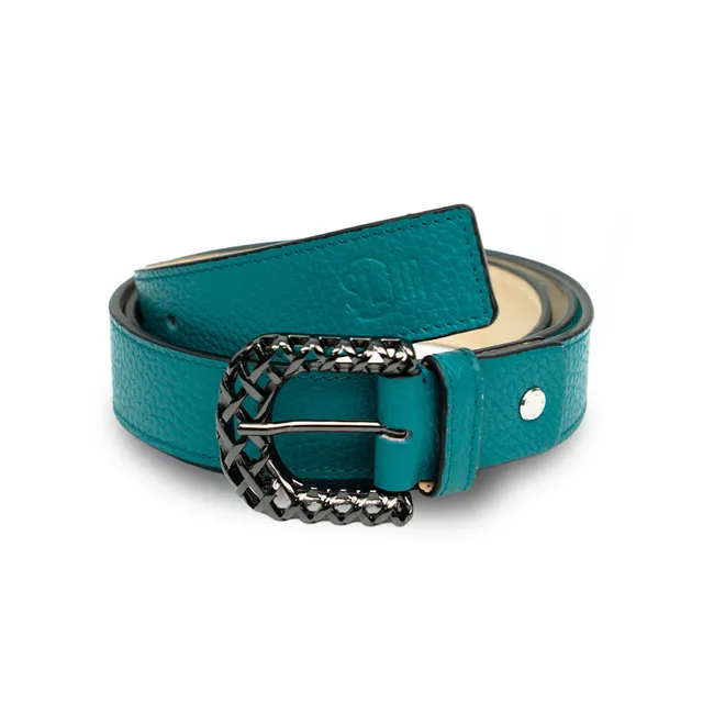 SLim Cinture Cintura Petrolio Bottalato 30mm Vera Pelle