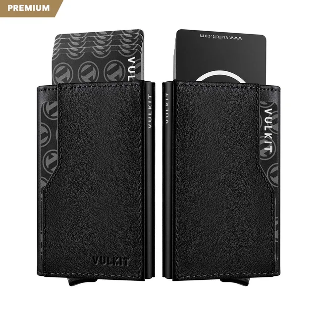 Vulkit VC205P Portafoglio Pelle Nero RFID 12 Carte