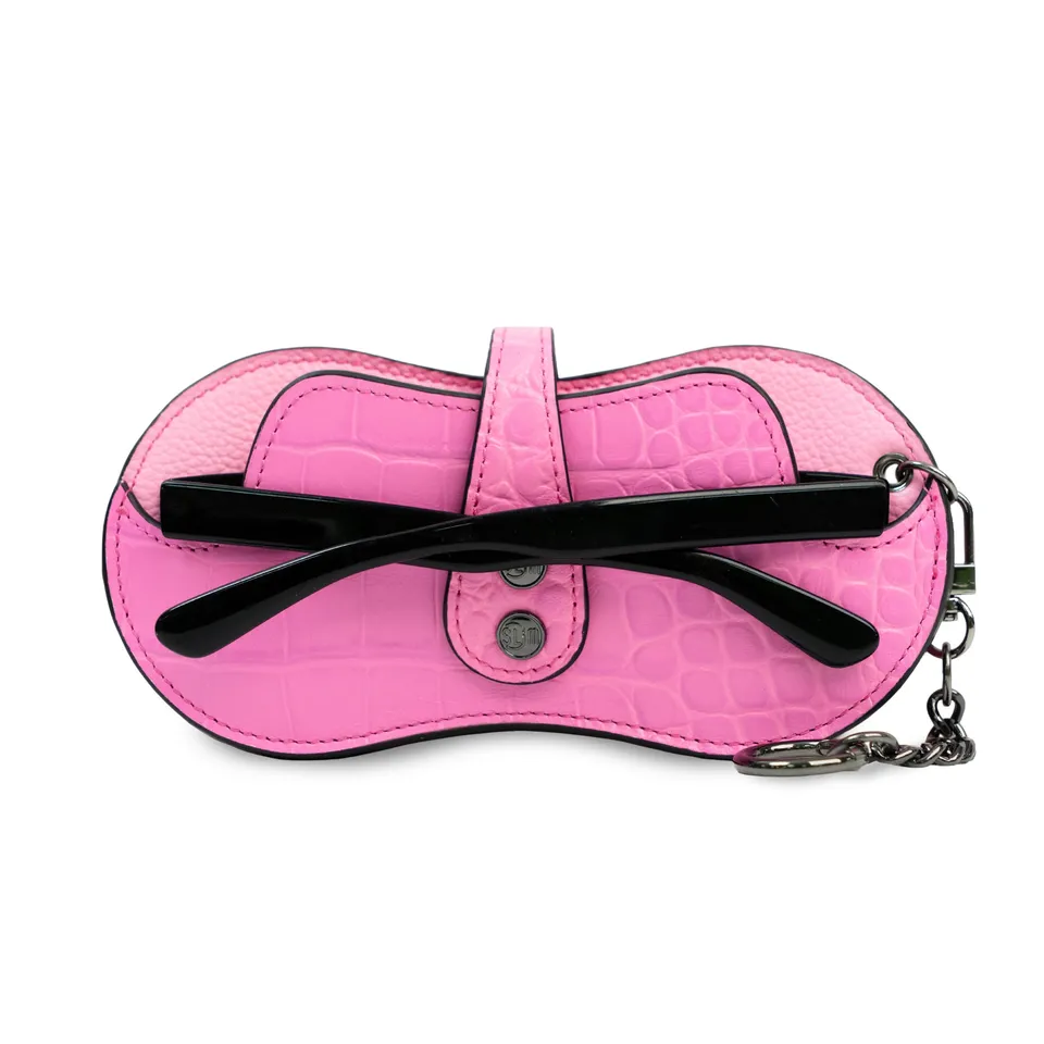 SLim Vision portaocchiali vera pelle cocco rosa matt