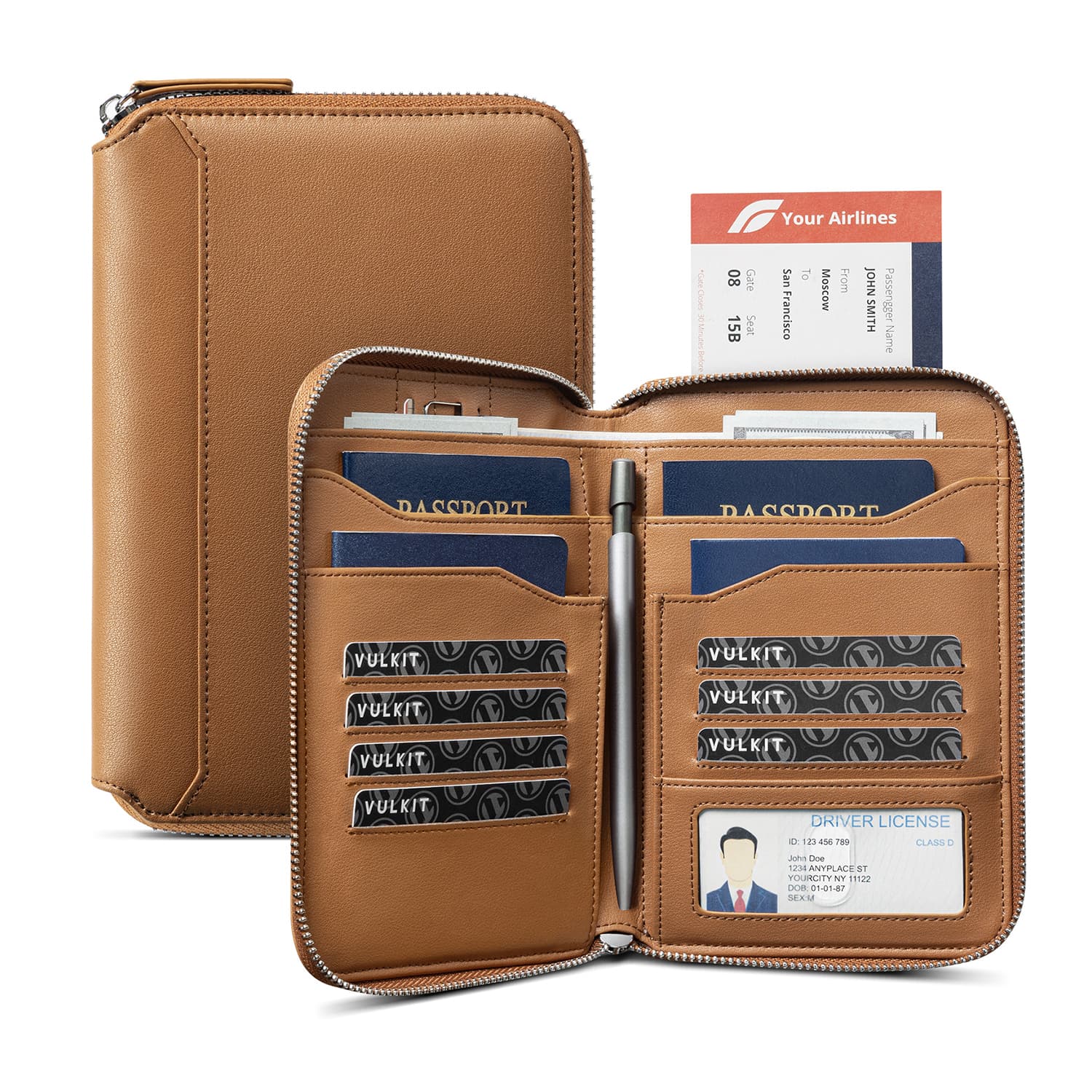VULKIT Passport Card Holder VPW107 portapassaporto nero cerniera