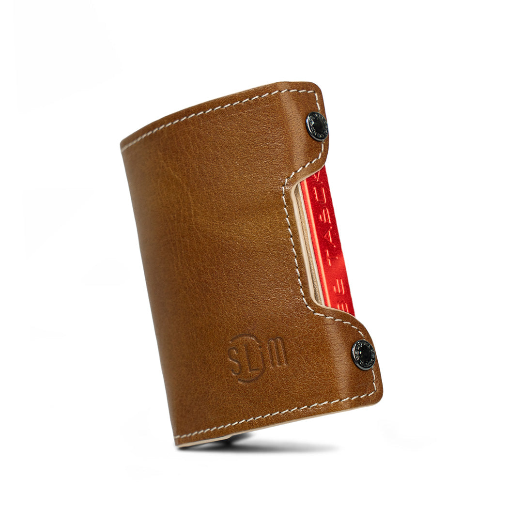 Be Tasck SLim Portacarte pelle concia vegetale cognac