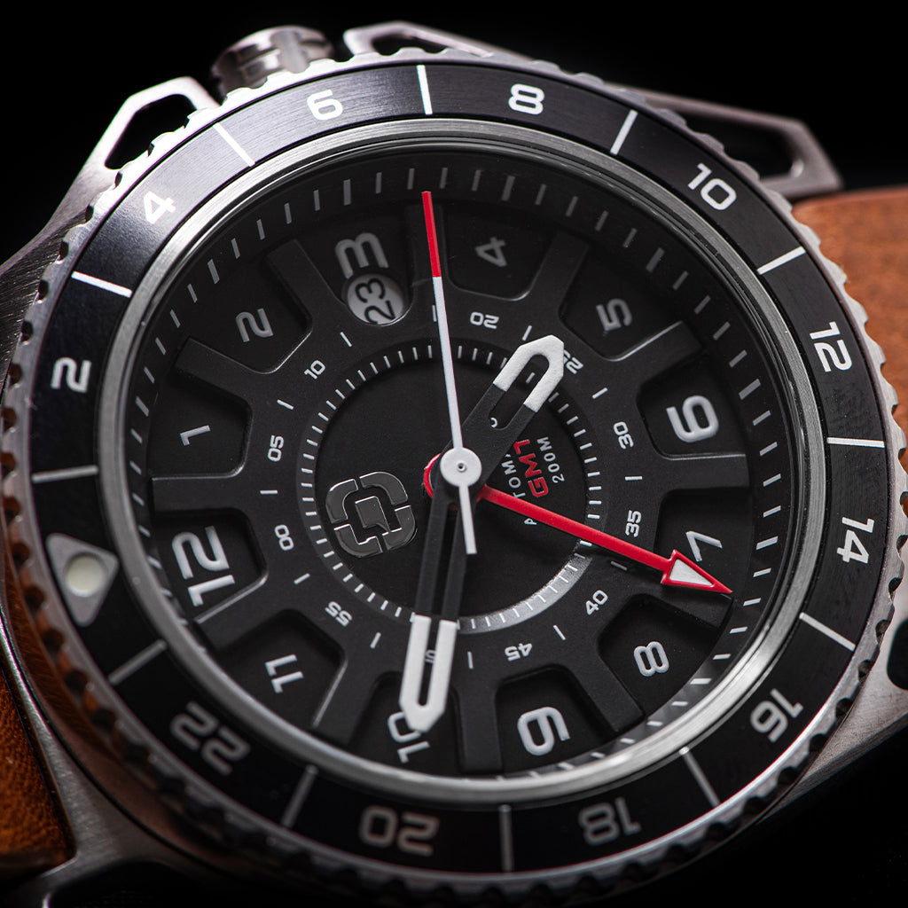 Dango GMT-01 orologio automatico acciaio pelle nera