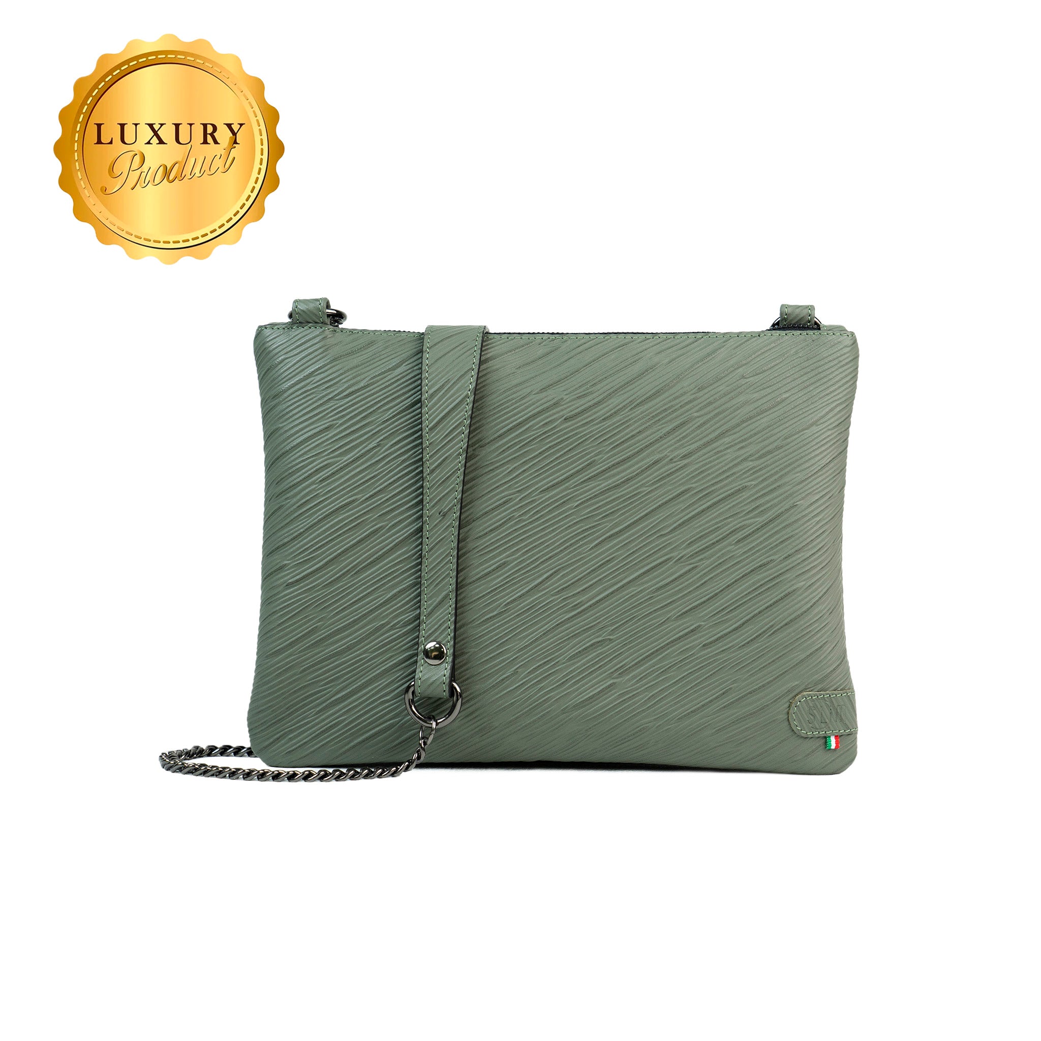 SLim Pochette Tracolla Pelle Epi Salvia 20x28,5