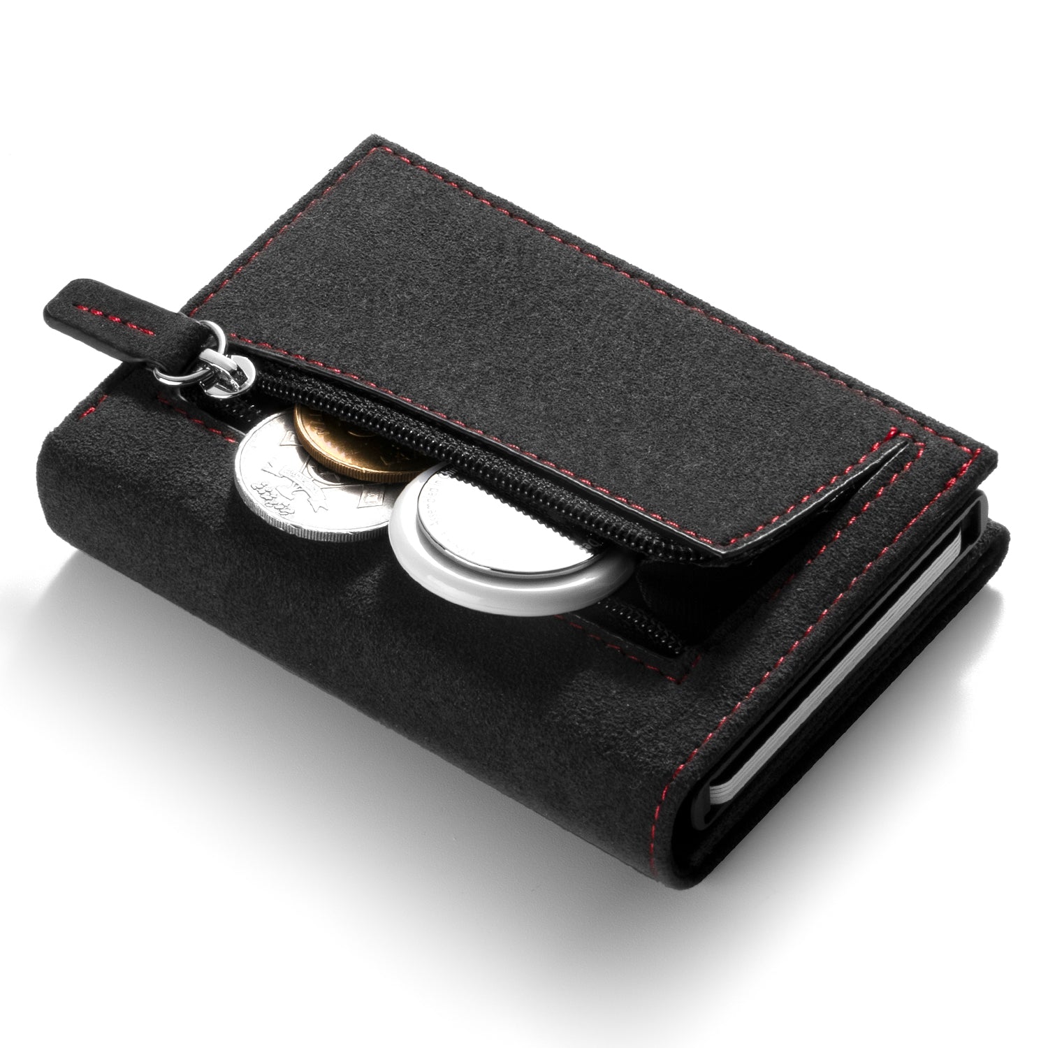 VULKIT VC302A Portafoglio Alcantara Blu Tre Ante RFID Zip