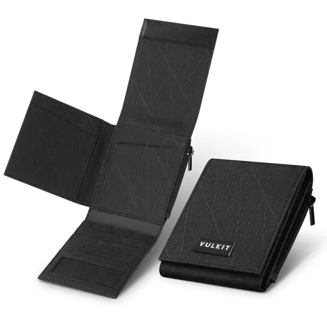 VULKIT VW129 Portafoglio Nylon Nero RFID 20+ Carte