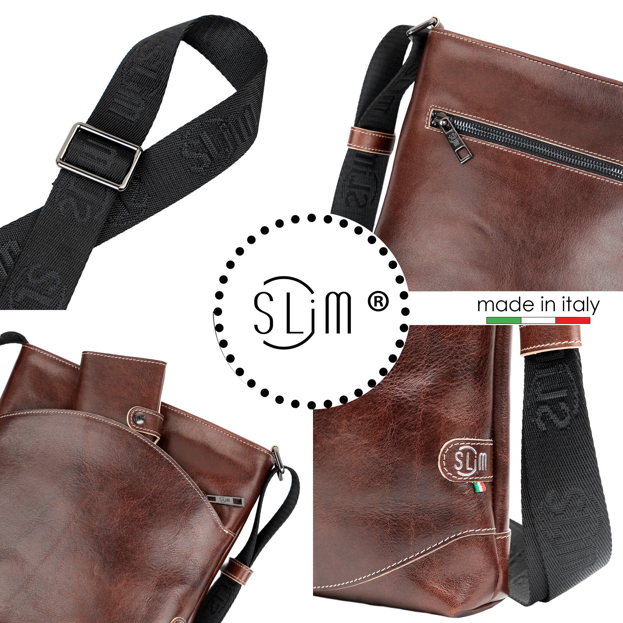Bag SLim Mini Borsa Vera Pelle Vegetale Marrone