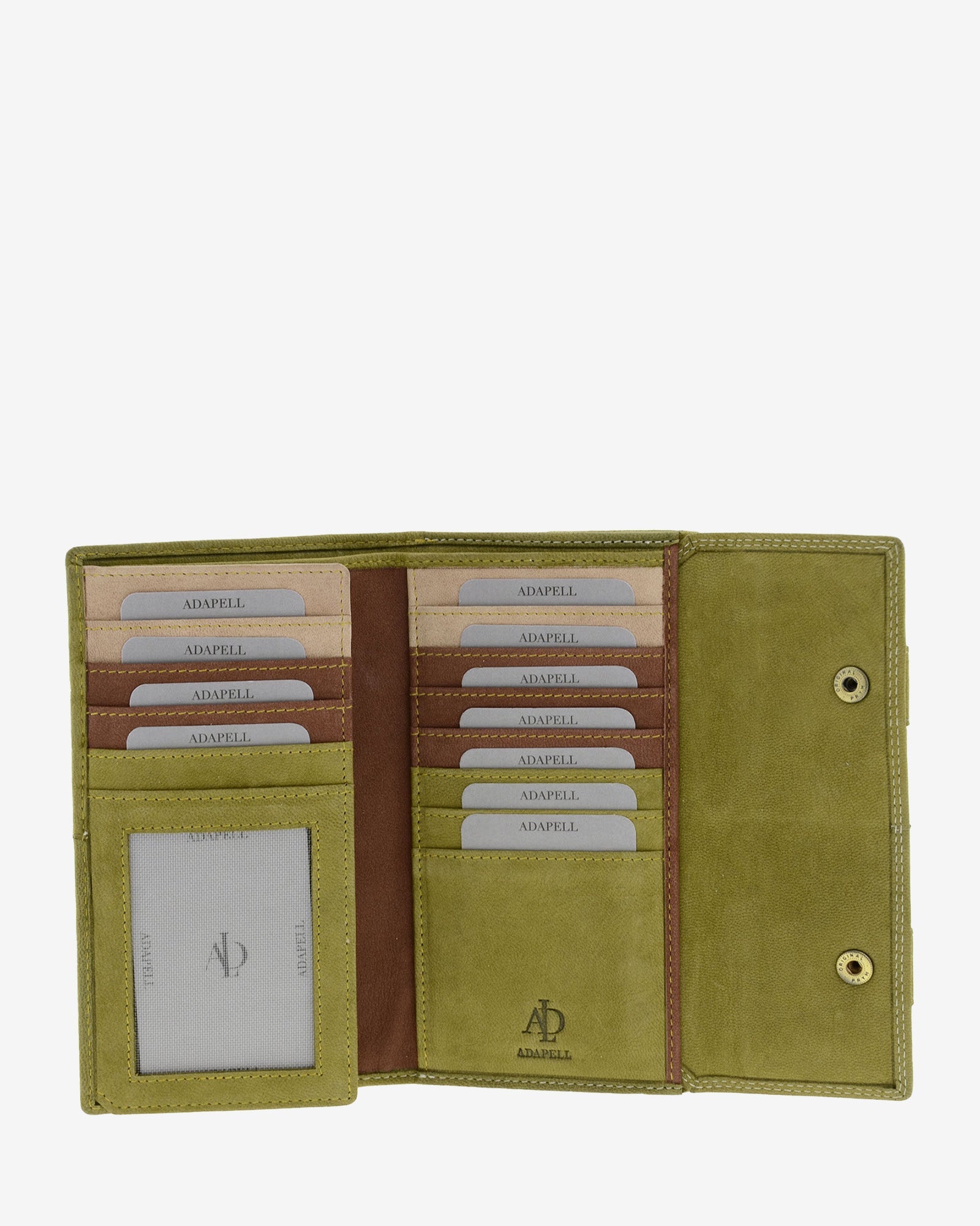 Adapell Shima 4217 portafoglio grande donna pelle oliva 19 carte