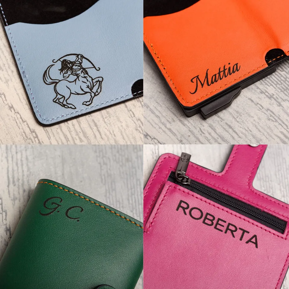 SLim Vera Pelle Personalizzazione Iniziali Portacarte