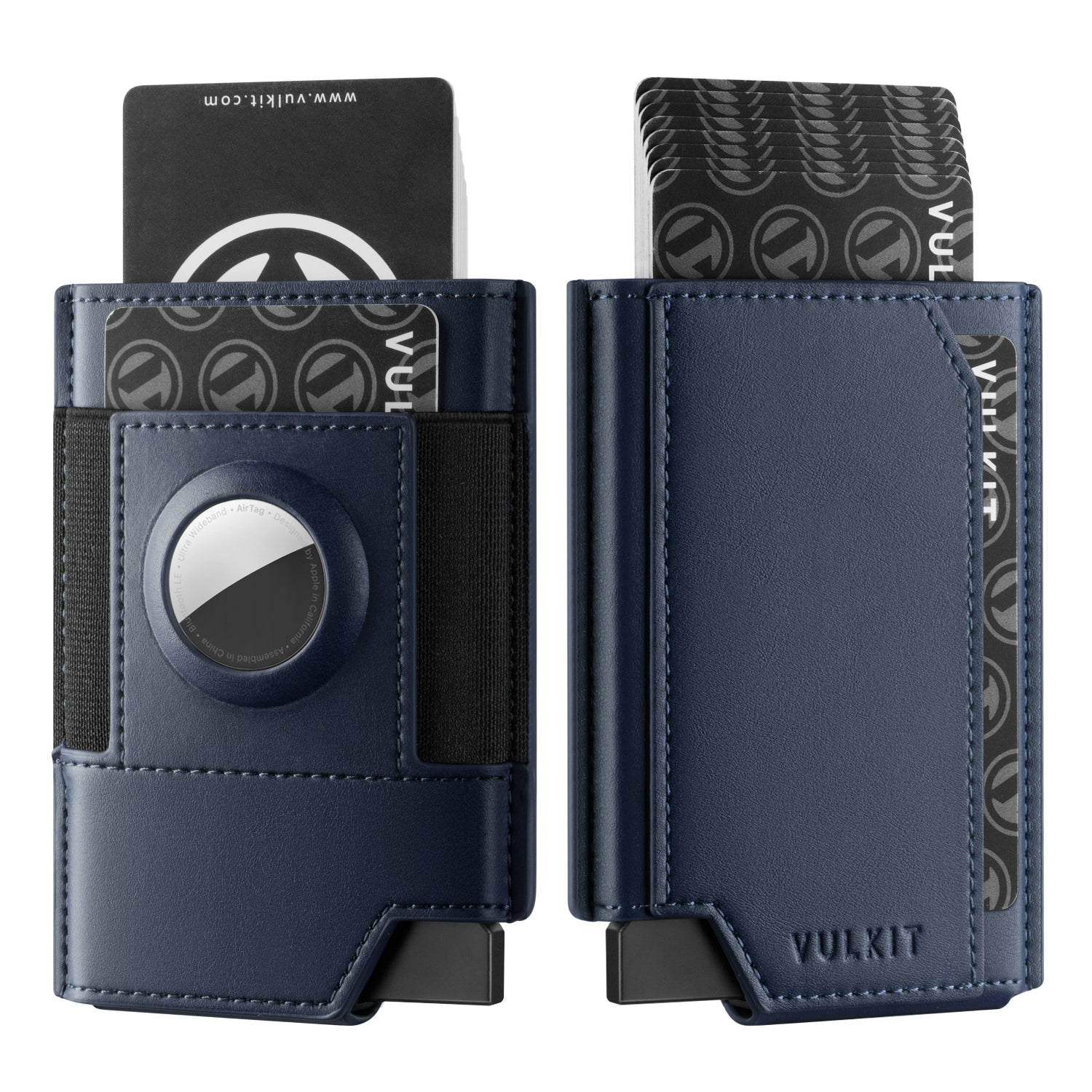 VULKIT VC404 Portacarte Pelle Marrone AirTag 9 Carte