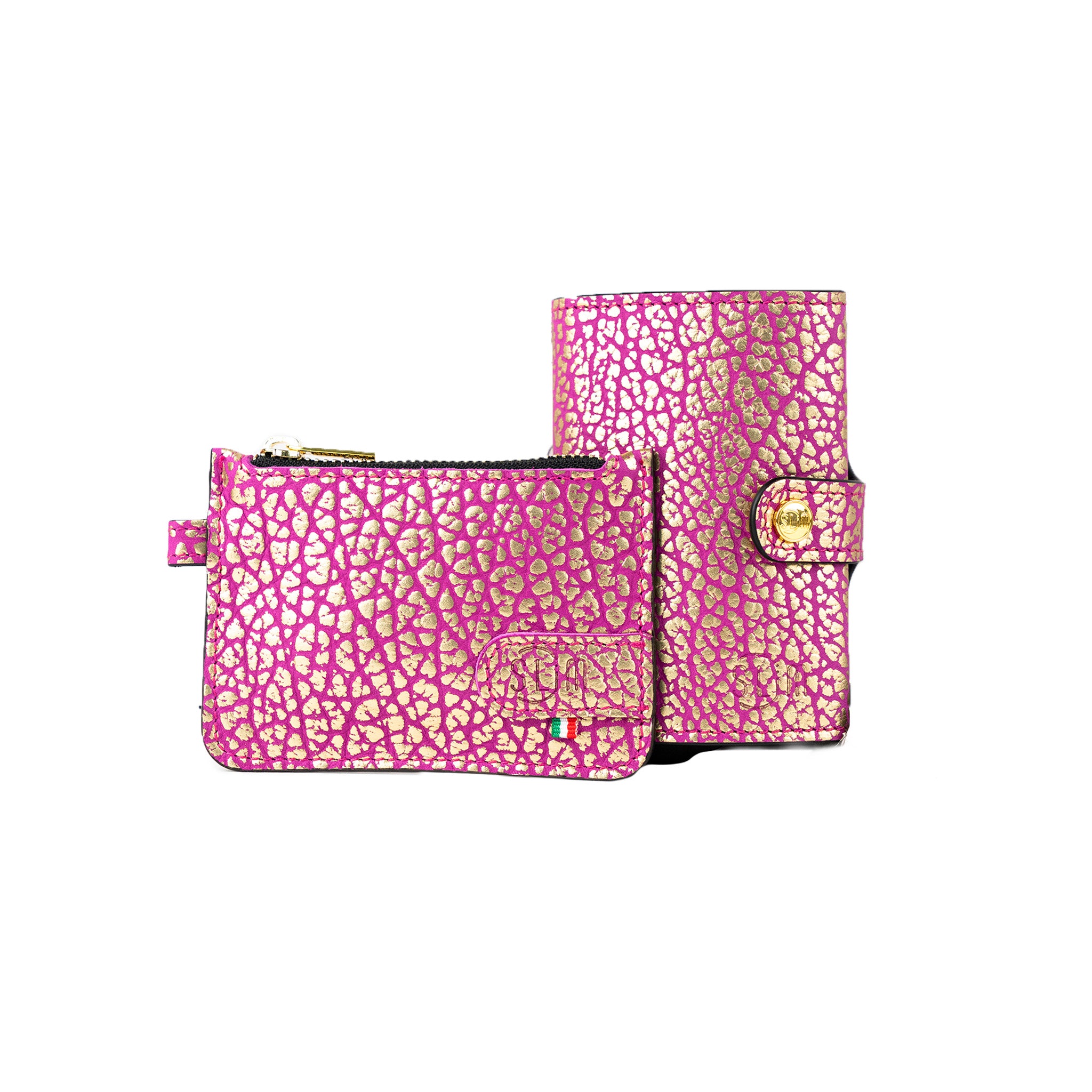 SLim Bottalato Set Metal Fucsia e Oro portafoglio compatto