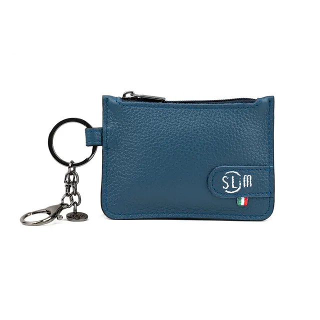 SLim Portachiavi Portamonete Bottalato Blu Navy