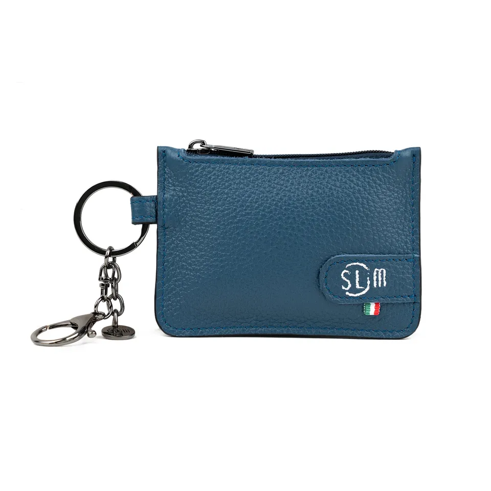 SLim Portachiavi Portamonete Bottalato Blu Navy