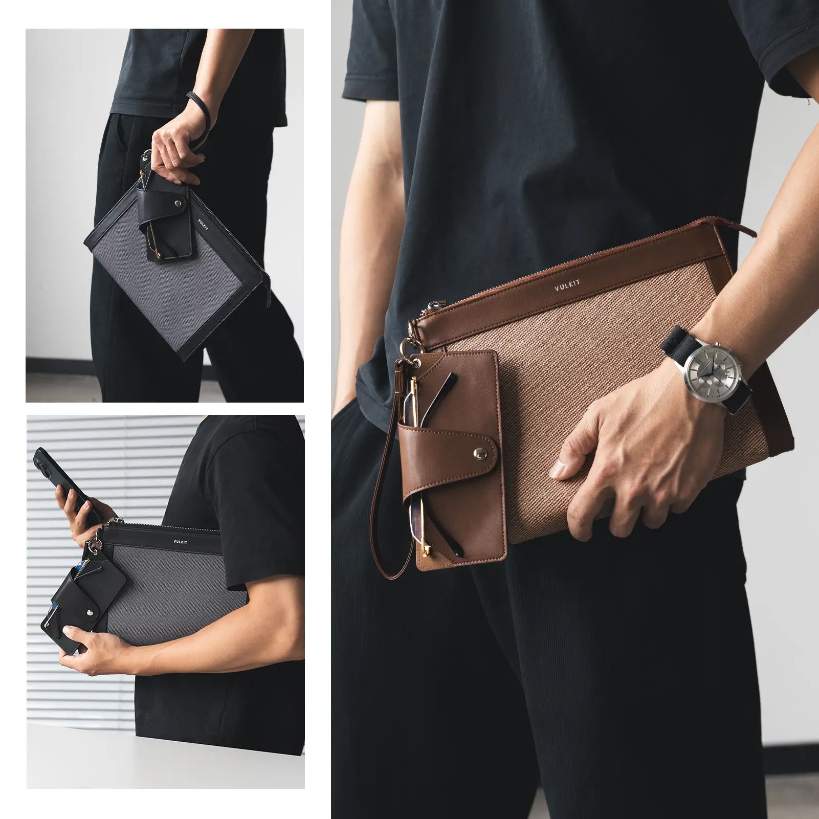 Vulkit VB105 Pochette Uomo Nera con Portaocchiali