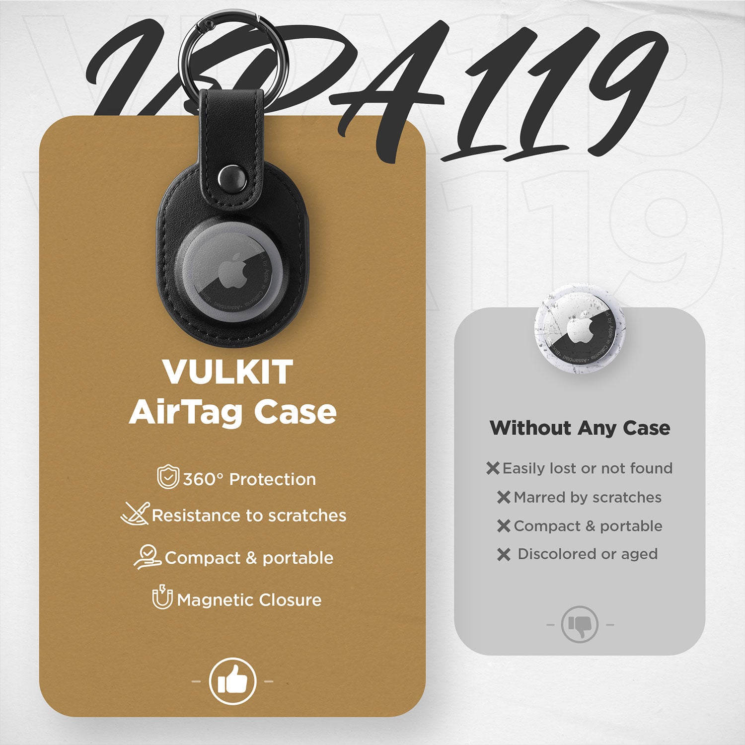 VULKIT Accessories VPA119 custodia AirTag pelle rosa con portachiavi