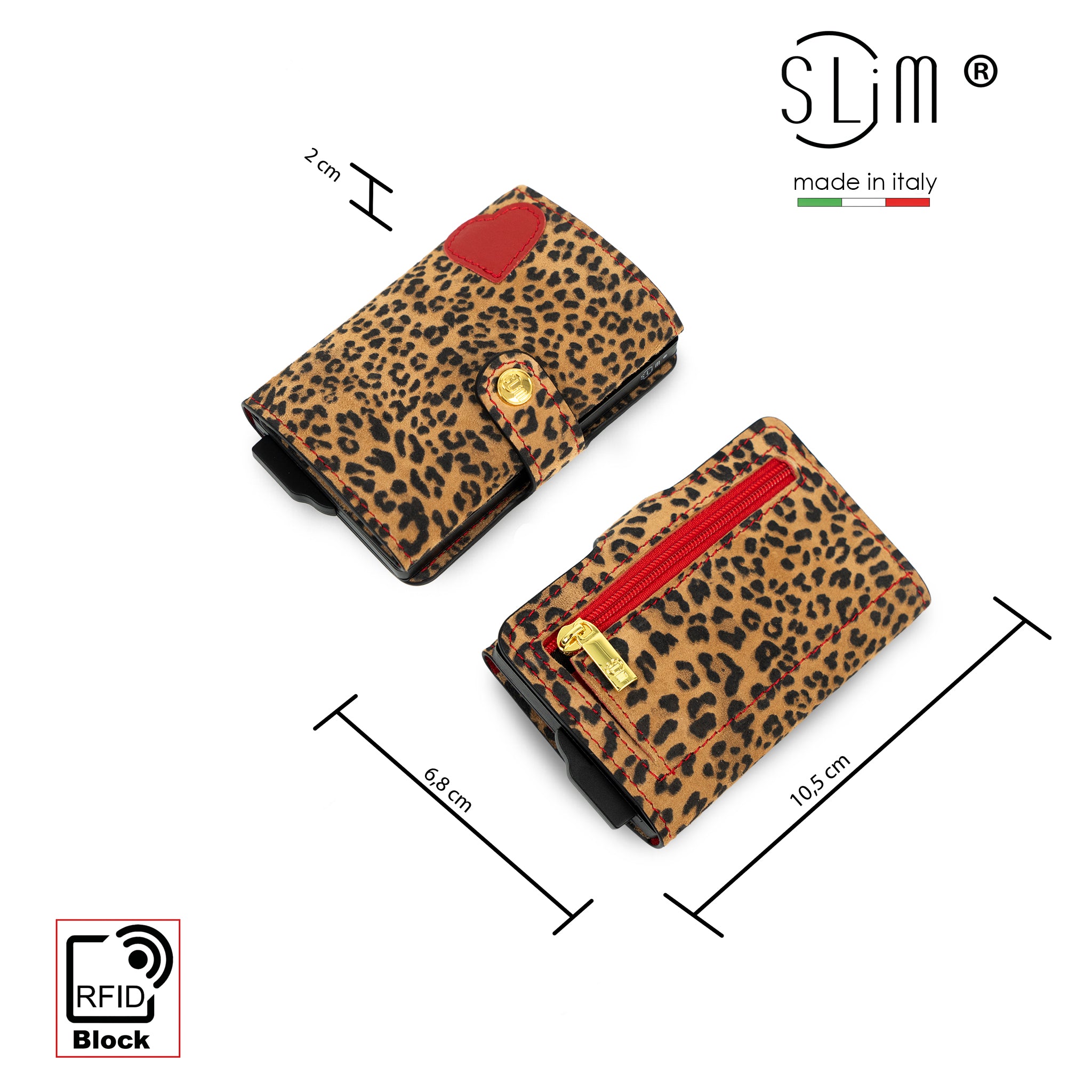 SLim Vera Pelle Portafoglio Animalier Scamosciato Classic