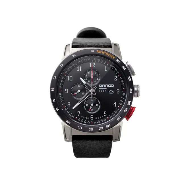 Dango CR-01 cronografo uomo 45mm pelle Jet Black