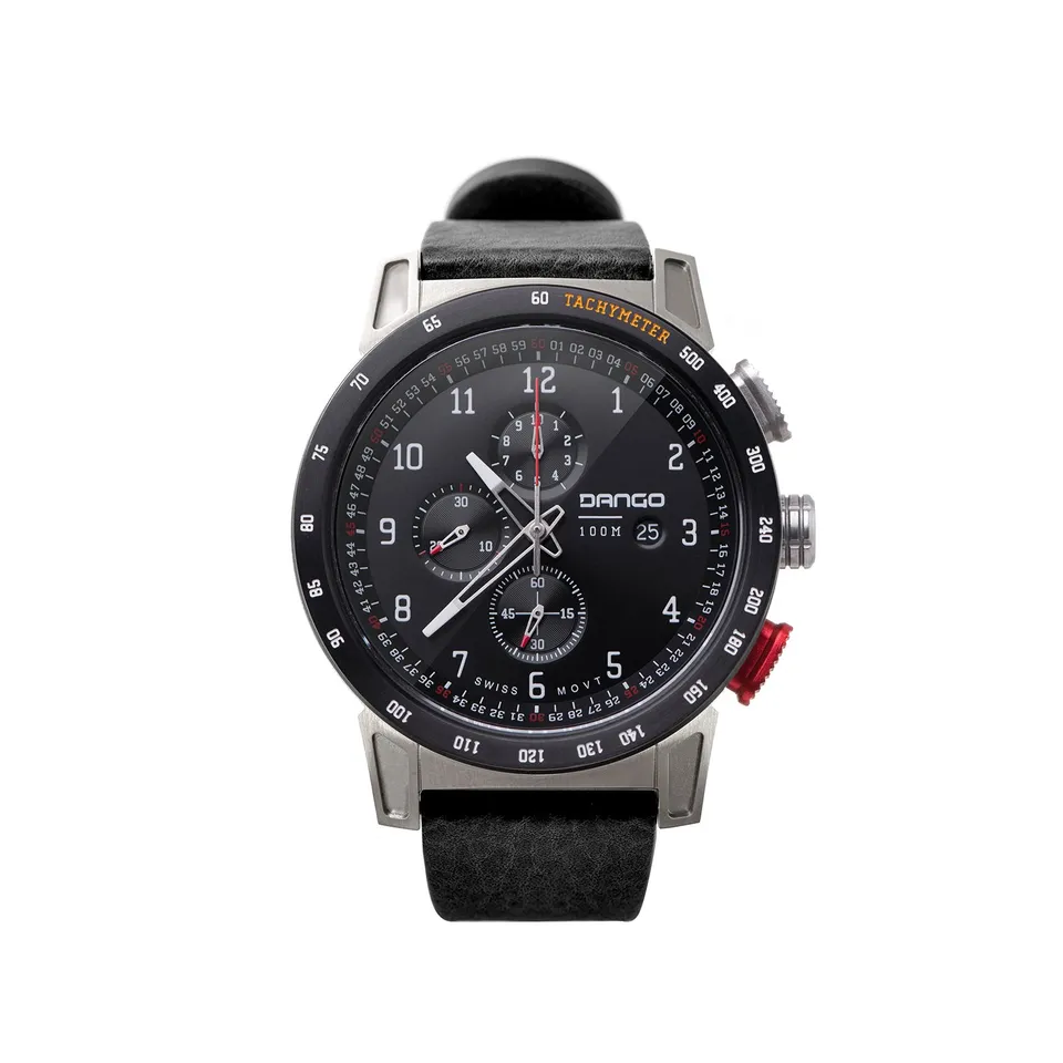 Dango CR-01 cronografo uomo 45mm pelle Jet Black