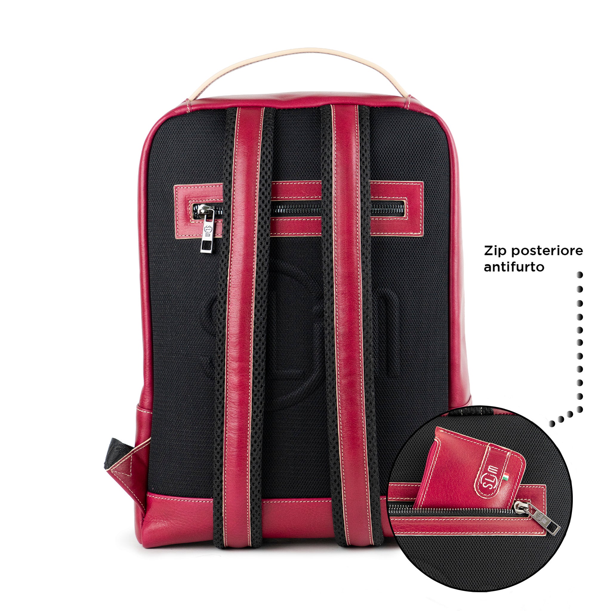SLim Zaino SLim Medio zaino pelle fucsia concia vegetale